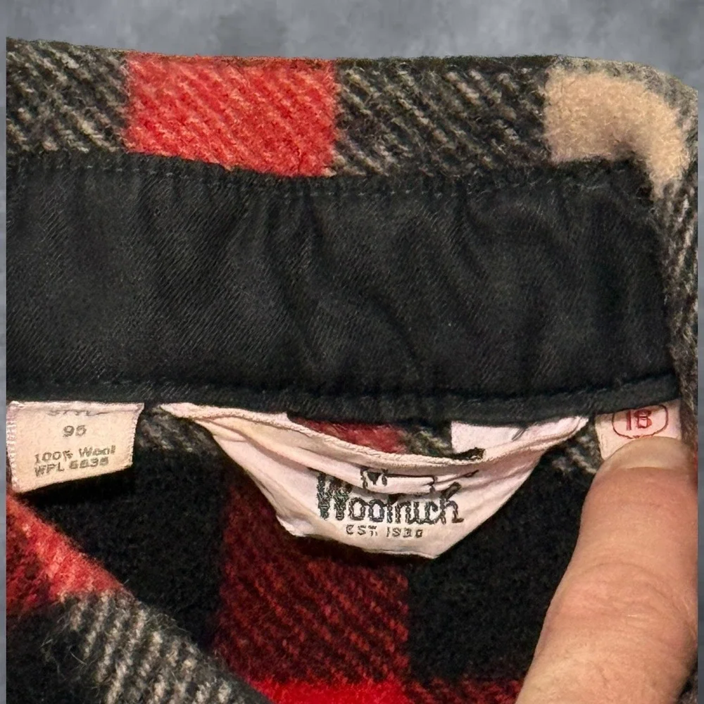 Vintage Woolrich Buffalo Plaid Wool Shirt Jacket Red Black Mens Size 18 Style 95
